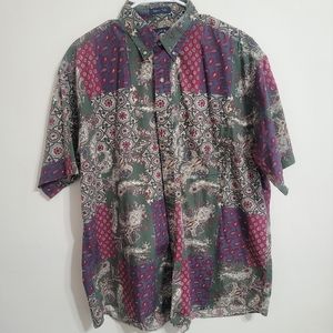 SALTY DOG GANT VINTAGE BUTTON UP PAISLEY PATCHWORK GREEN BLUE MAROON 80S